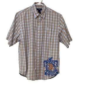 U.S. Polo ASSN. Men’s Short Sleeve Button Down Shirt with Emblem Blue Large